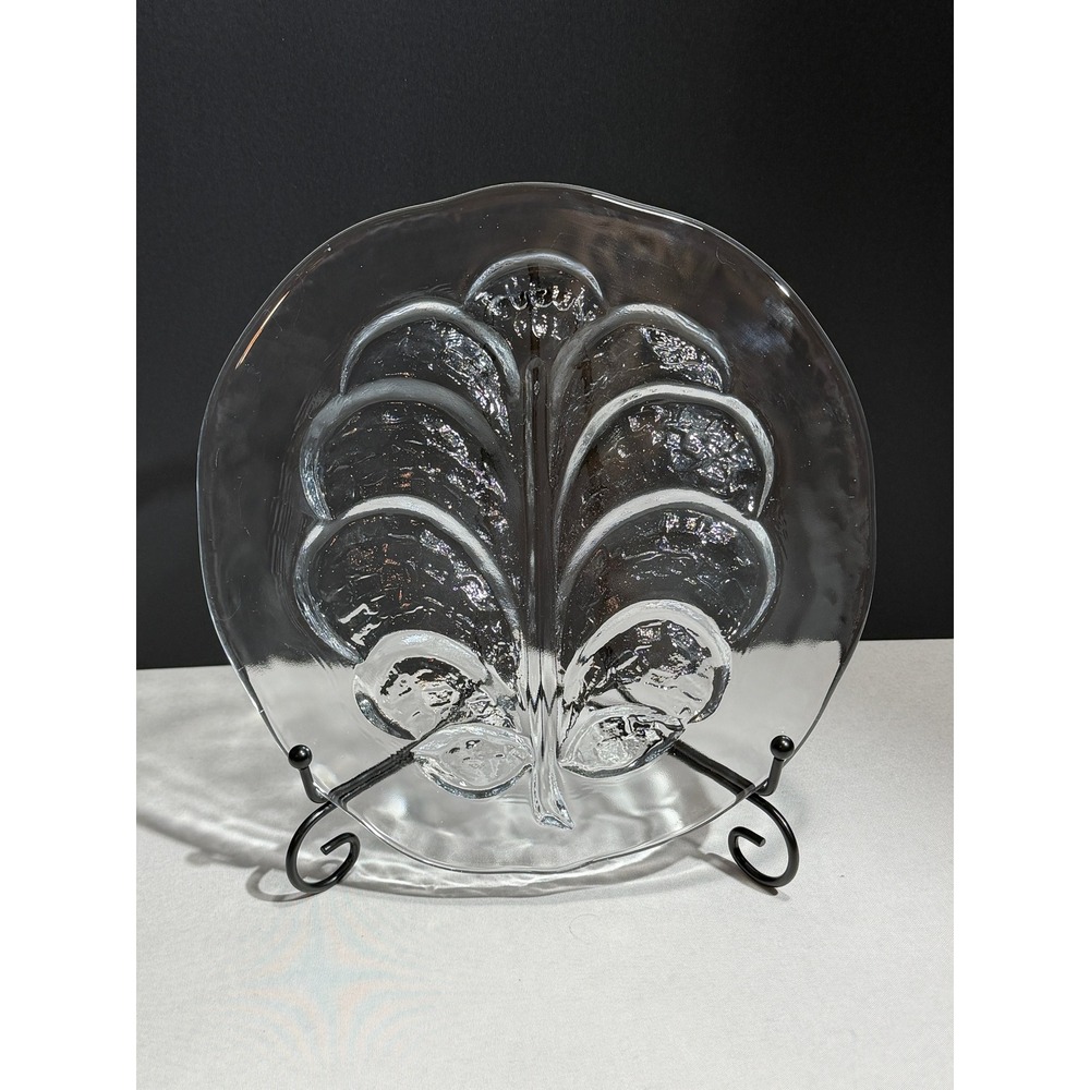 Vintage Orrefors Eden Tree of Life Leaf Serving Tray by Lars Hellsten Sweden